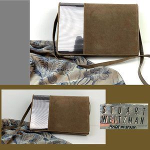 Stuart Weitzman Brown Suede Clutch Shoulder Purse
